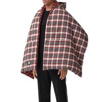 Poncho doudoune réversible en coton tartan - Bright Red