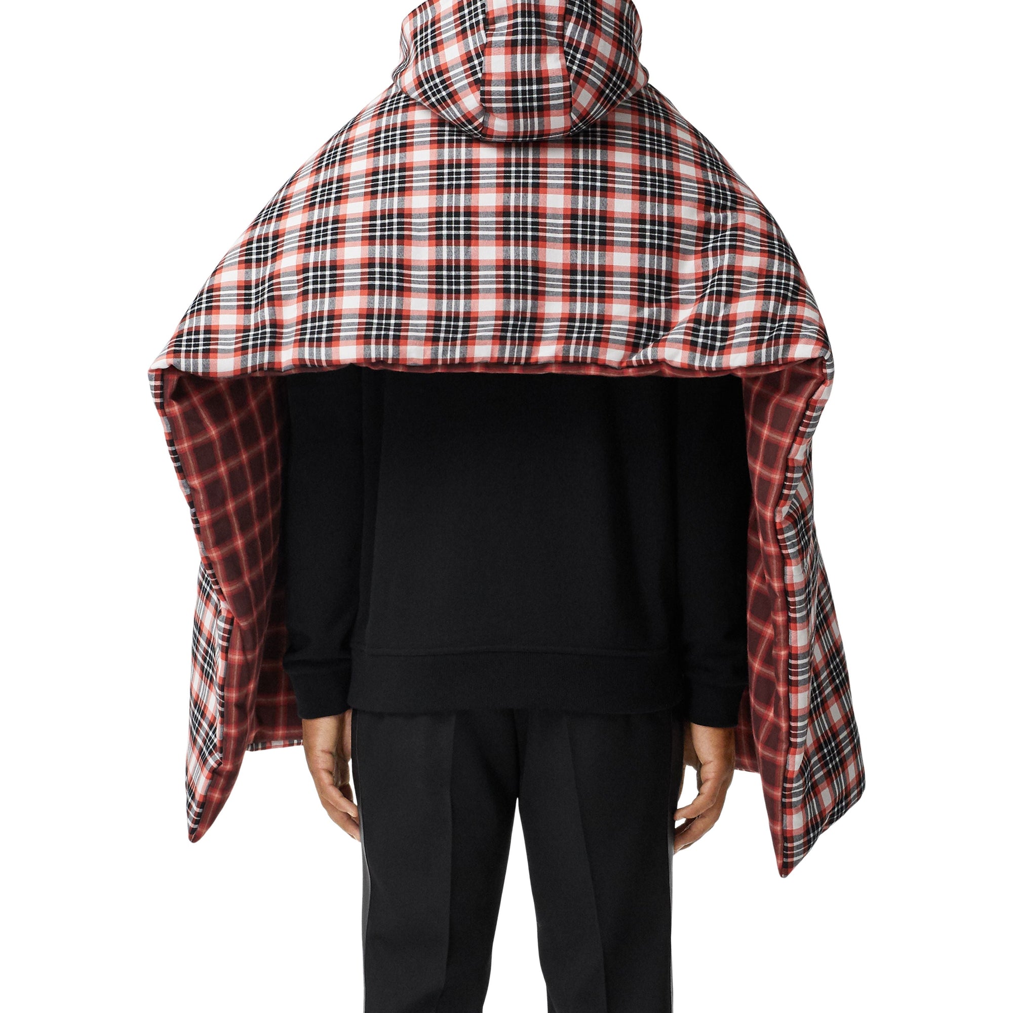 Poncho doudoune réversible en coton tartan - Bright Red