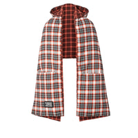 Poncho doudoune réversible en coton tartan - Bright Red