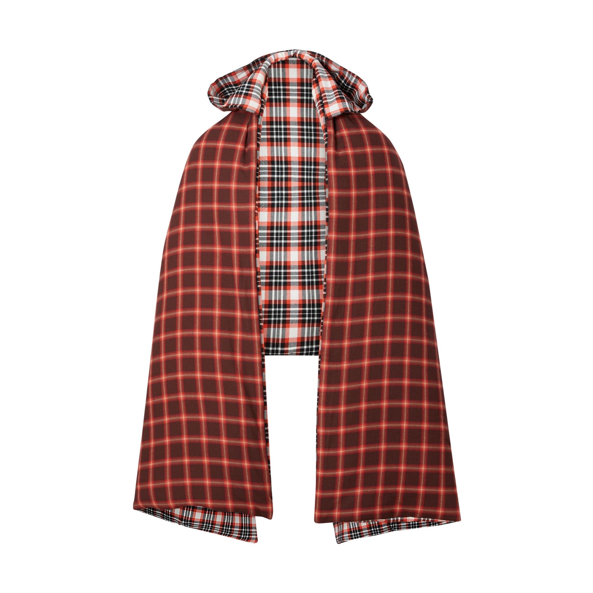 Poncho doudoune réversible en coton tartan - Bright Red