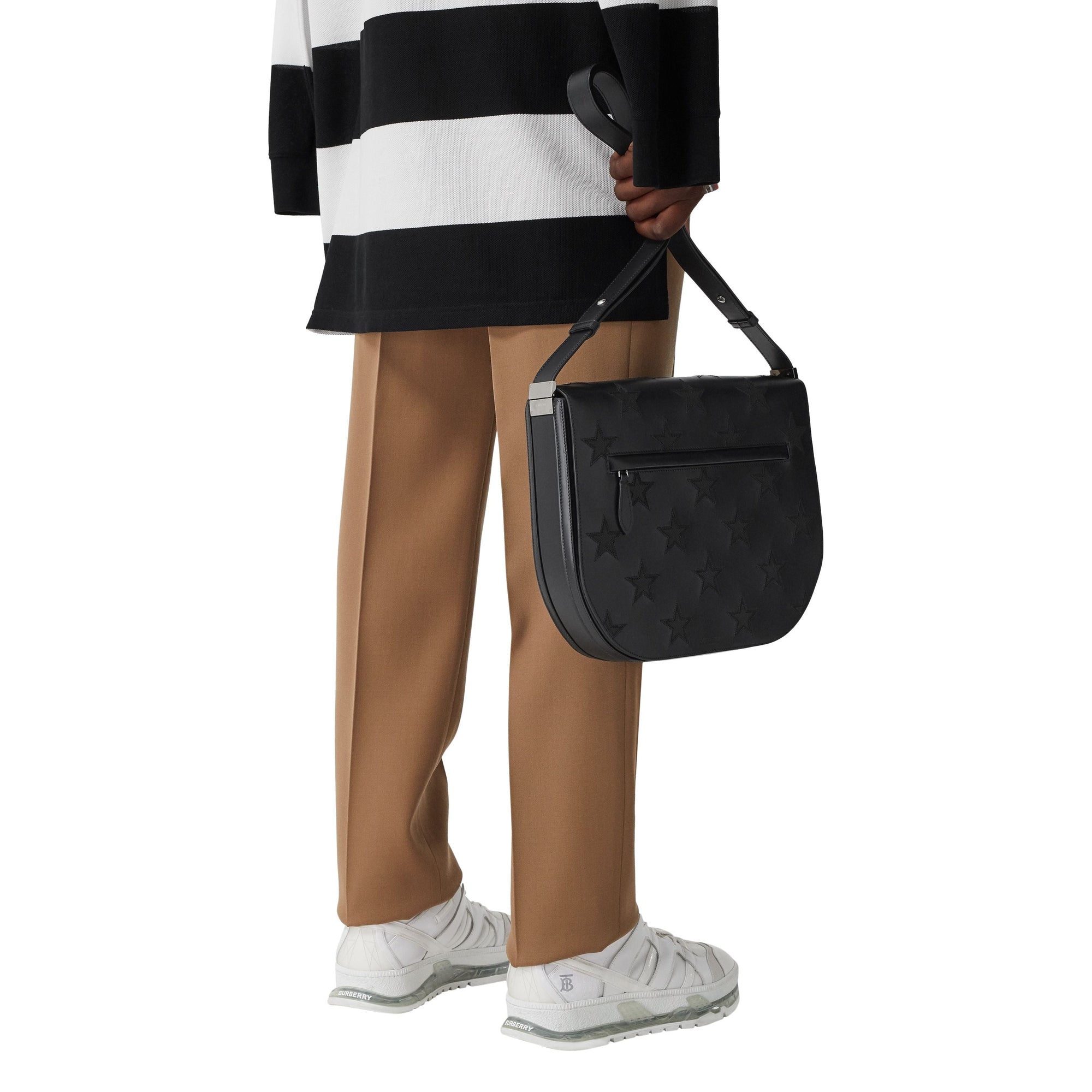 Sac à bandoulière Olympia en cuir à motif étoilé - Black