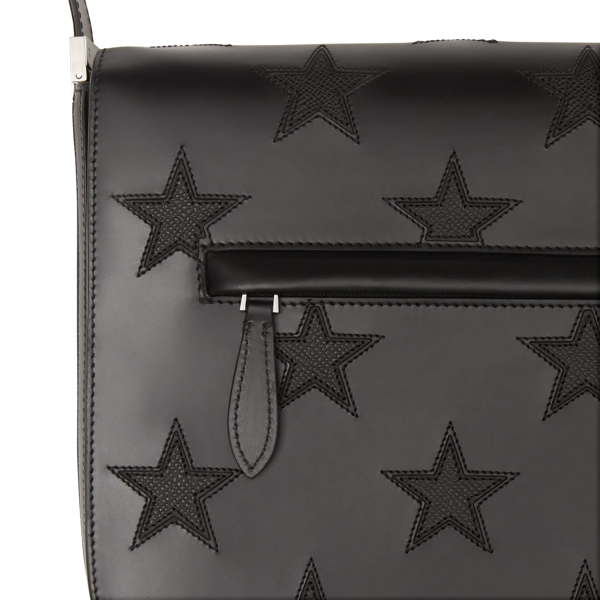 Sac à bandoulière Olympia en cuir à motif étoilé - Black