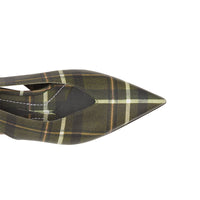 Mules à bout pointu en cuir tartan avec nœud - Dark Khaki Green