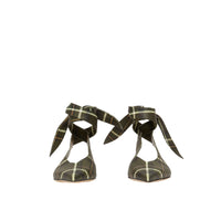 Mules à bout pointu en cuir tartan avec nœud - Dark Khaki Green