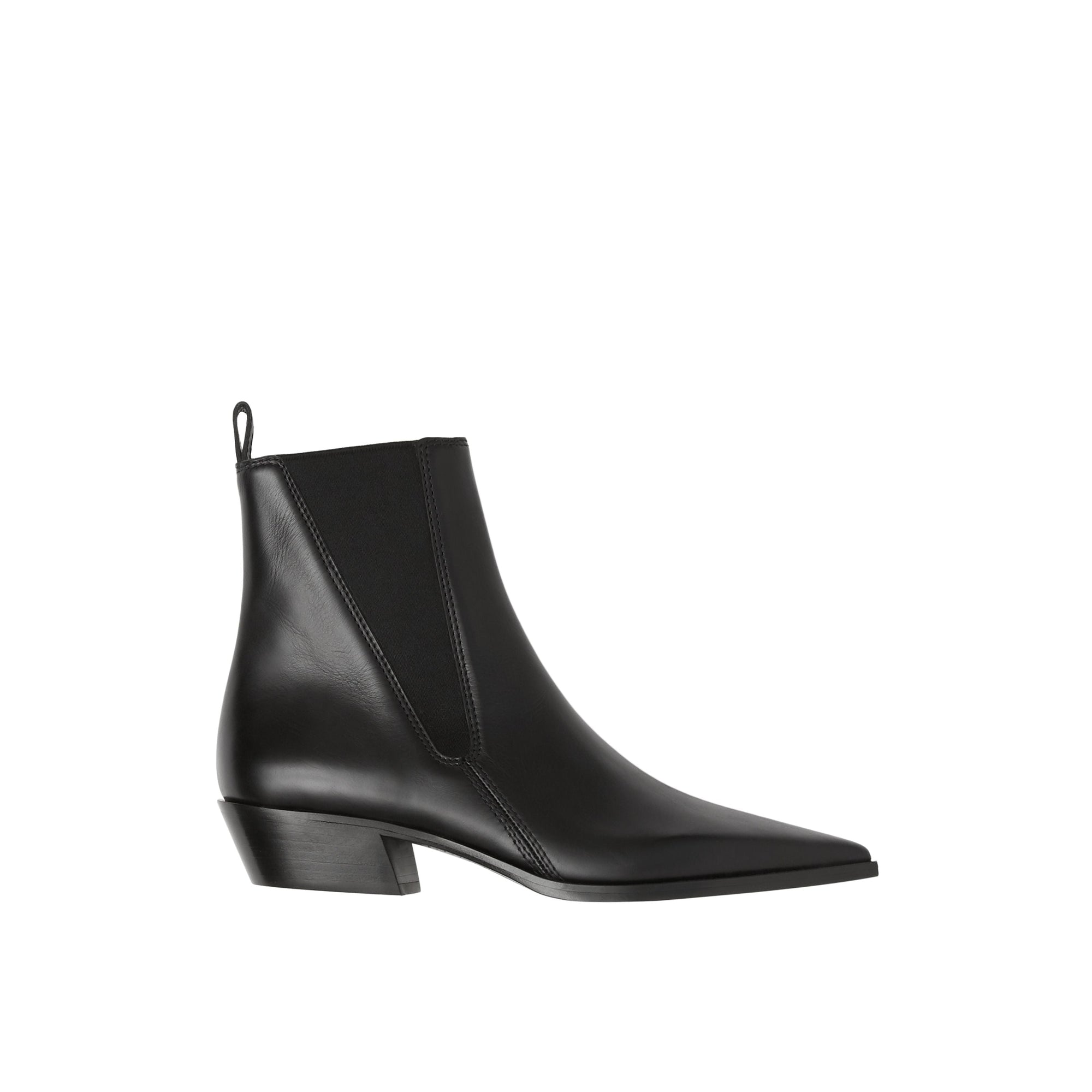 Bottines Chelsea à bout pointu en cuir - Black