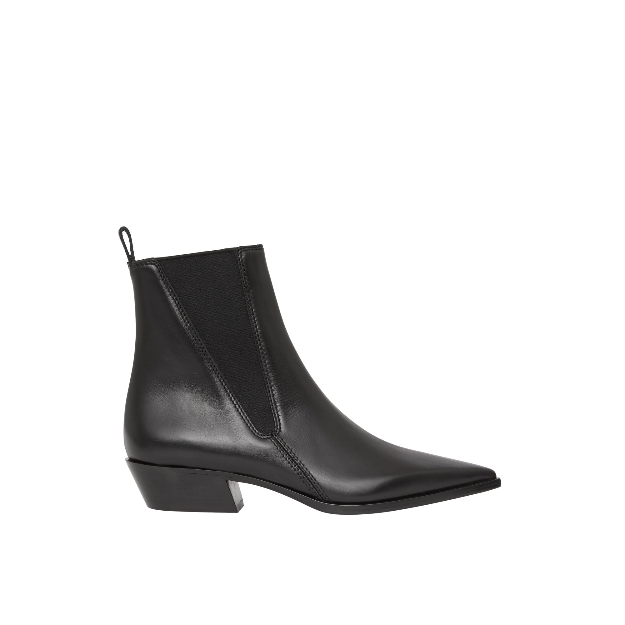 Bottines Chelsea à bout pointu en cuir - Black