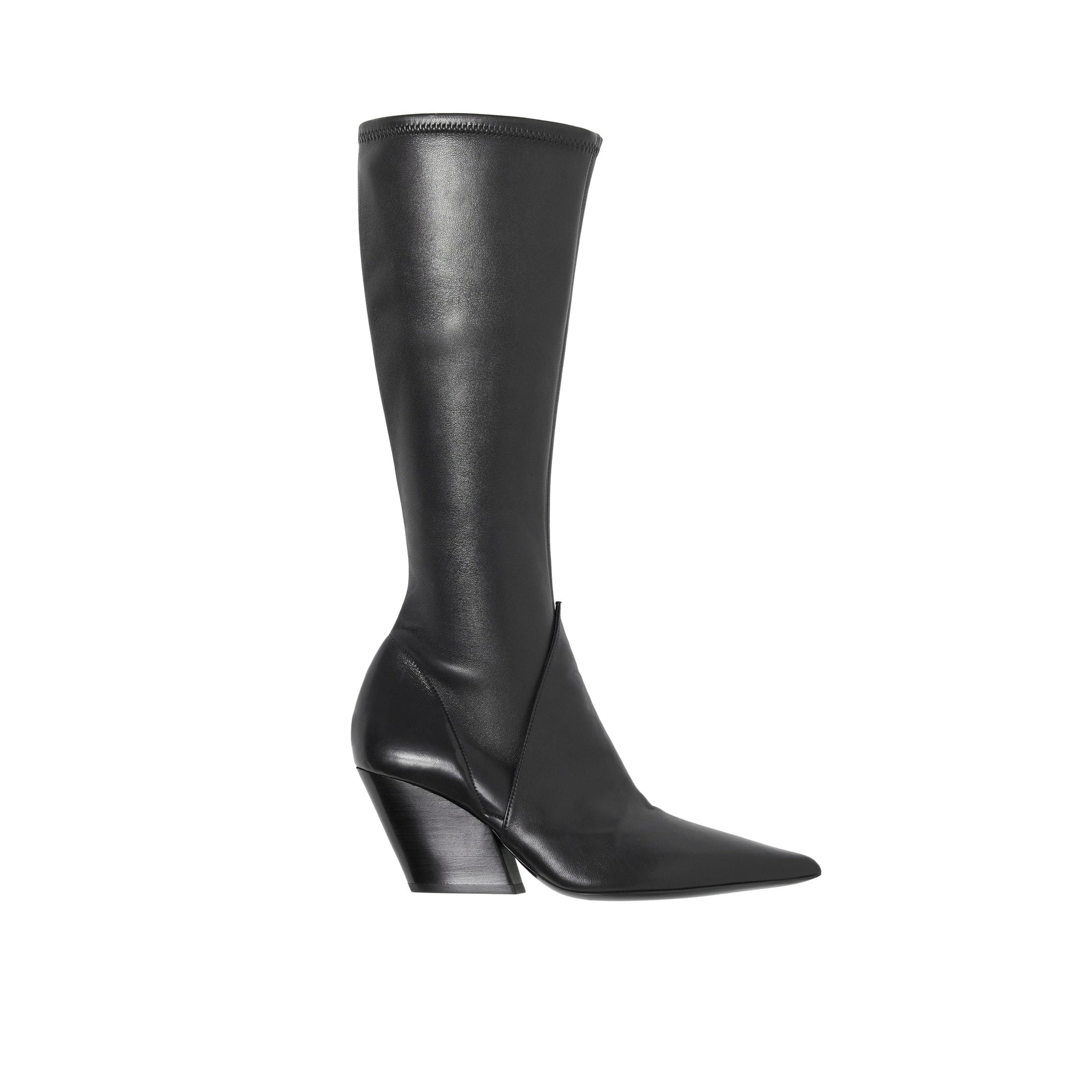Bottes hautes à panneaux en cuir d'agneau - Black