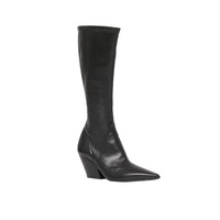 Bottes hautes à panneaux en cuir d'agneau - Black