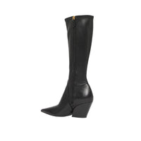 Bottes hautes à panneaux en cuir d'agneau - Black