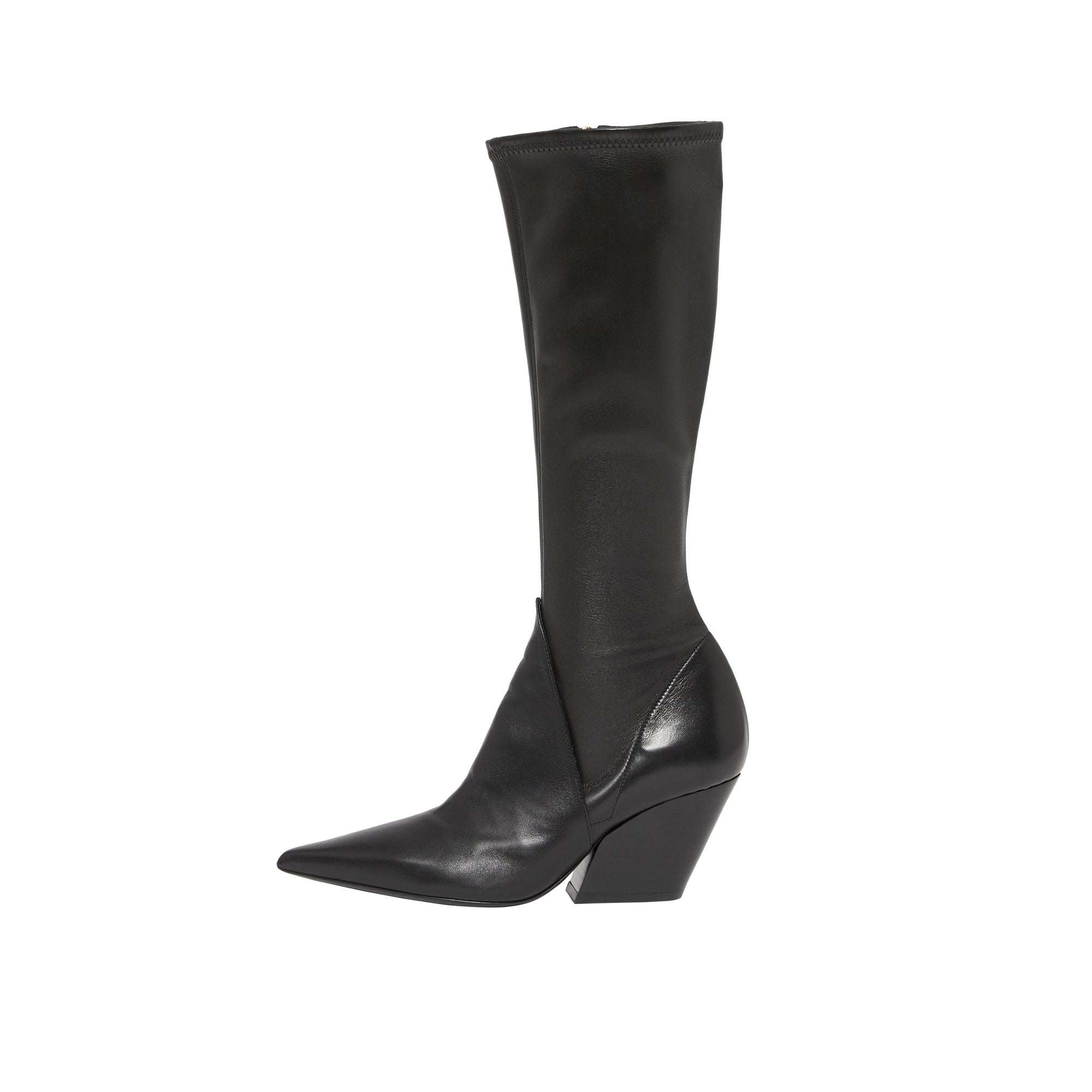 Bottes hautes à panneaux en cuir d'agneau - Black