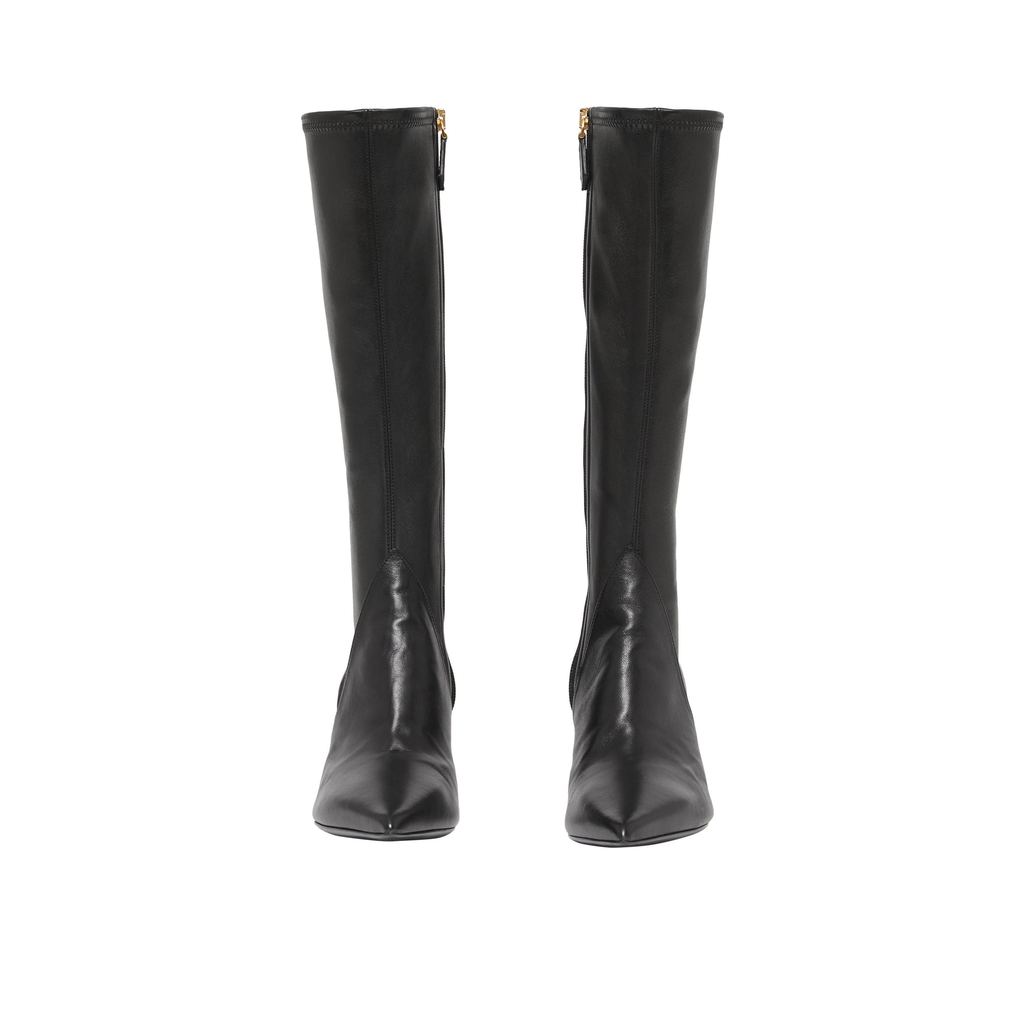 Bottes hautes à panneaux en cuir d'agneau - Black