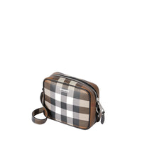 Sac à bandoulière en cuir check - Dark Birch Brown