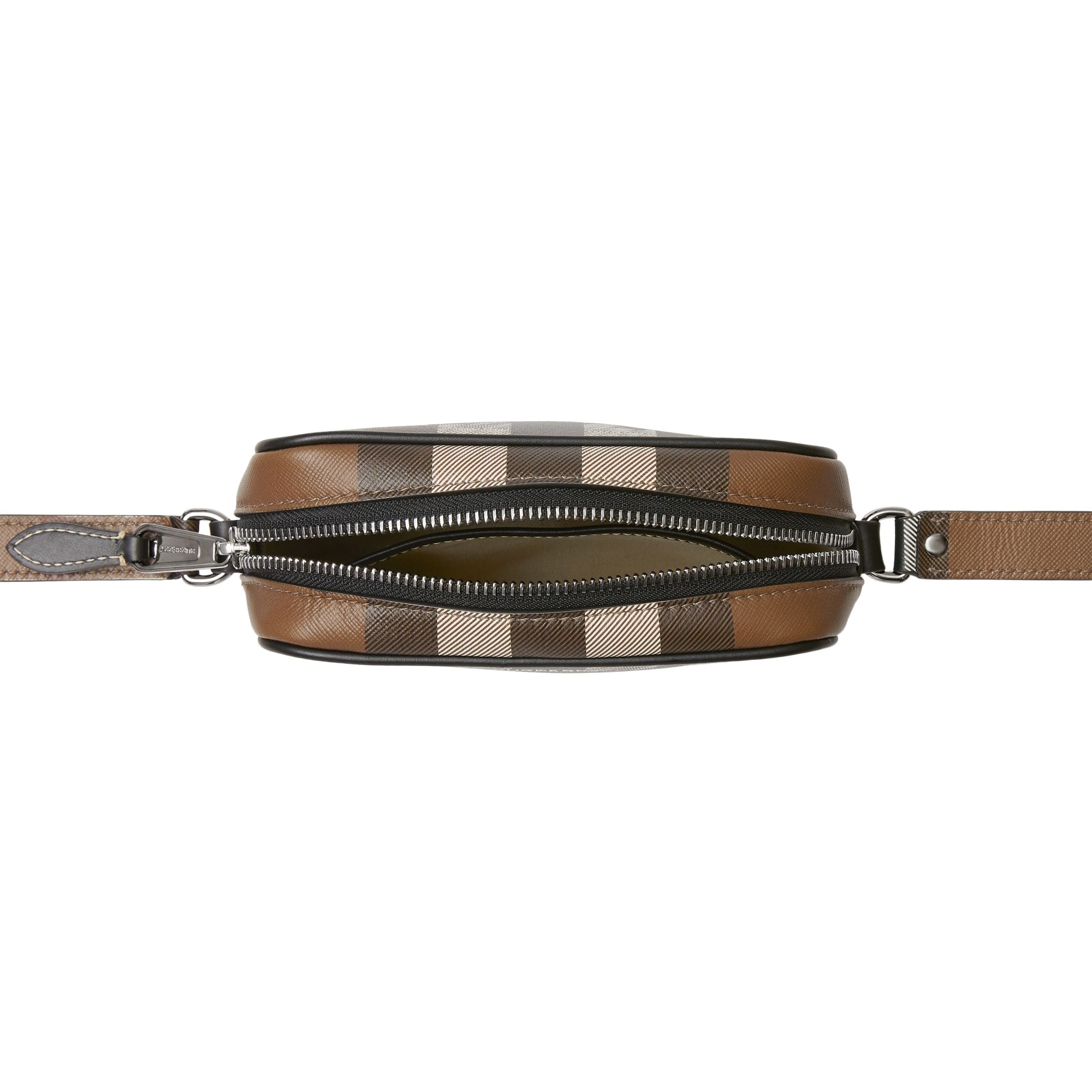 Sac à bandoulière en cuir check - Dark Birch Brown