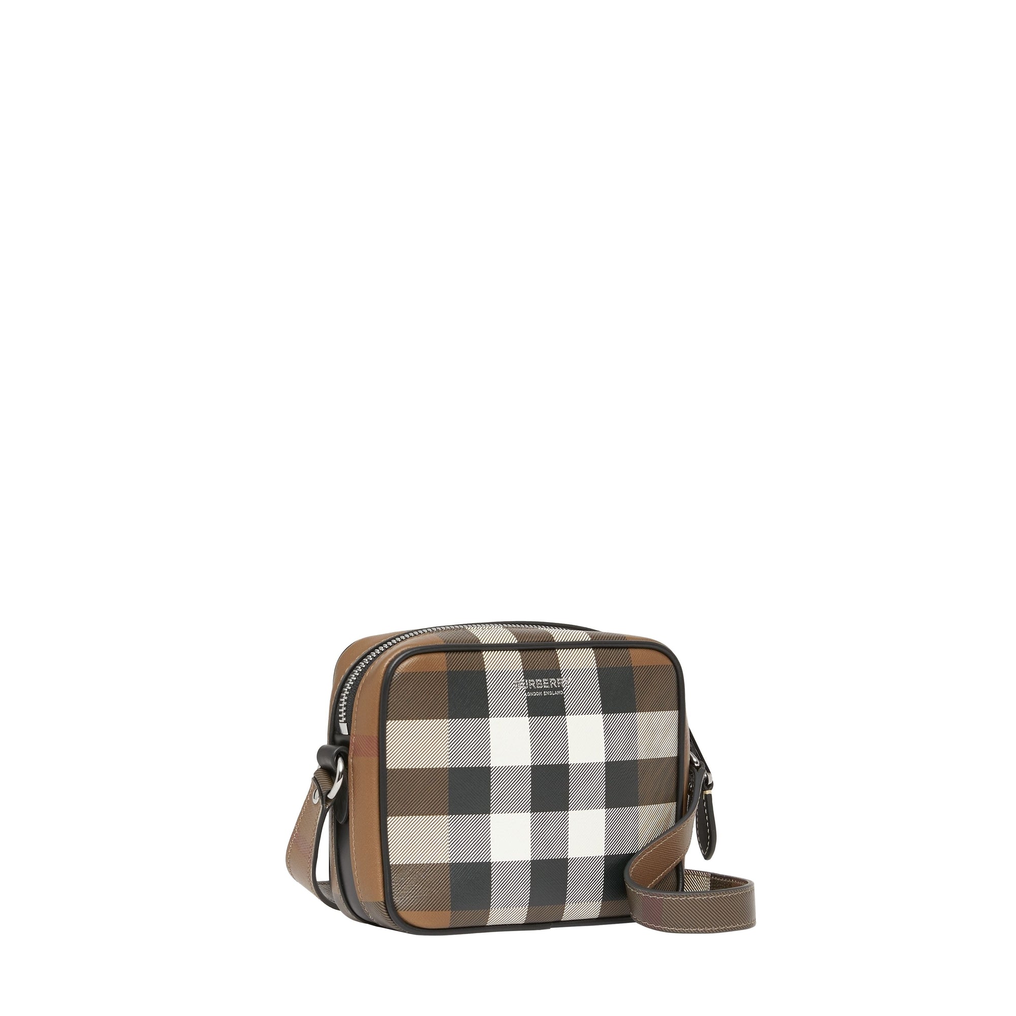 Sac à bandoulière en cuir check - Dark Birch Brown
