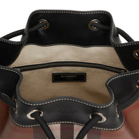 Cabas en cuir check avec cordon de serrage - Dark Birch Brown