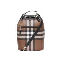 Cabas en cuir check avec cordon de serrage - Dark Birch Brown