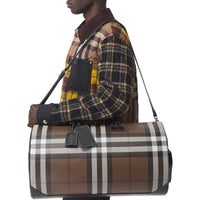 Grand sac The Barrel en cuir check - Dark Birch Brown
