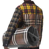 Grand sac The Barrel en cuir check - Dark Birch Brown