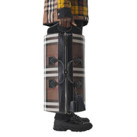 Grand sac The Barrel en cuir check - Dark Birch Brown