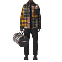 Grand sac The Barrel en cuir check - Dark Birch Brown