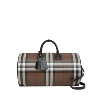 Grand sac The Barrel en cuir check - Dark Birch Brown