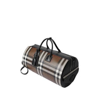 Grand sac The Barrel en cuir check - Dark Birch Brown