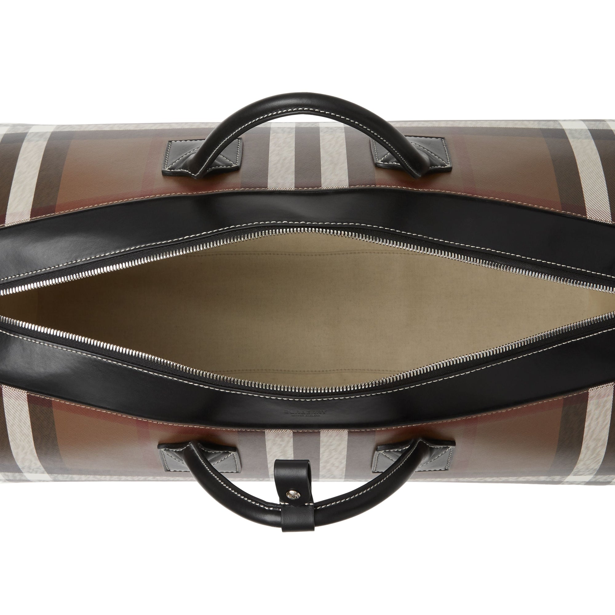 Grand sac The Barrel en cuir check - Dark Birch Brown