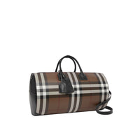 Grand sac The Barrel en cuir check - Dark Birch Brown