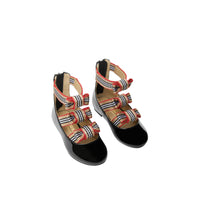 Chaussures en cuir verni avec nœuds à rayures iconiques - Black