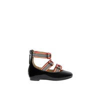Chaussures en cuir verni avec nœuds à rayures iconiques - Black