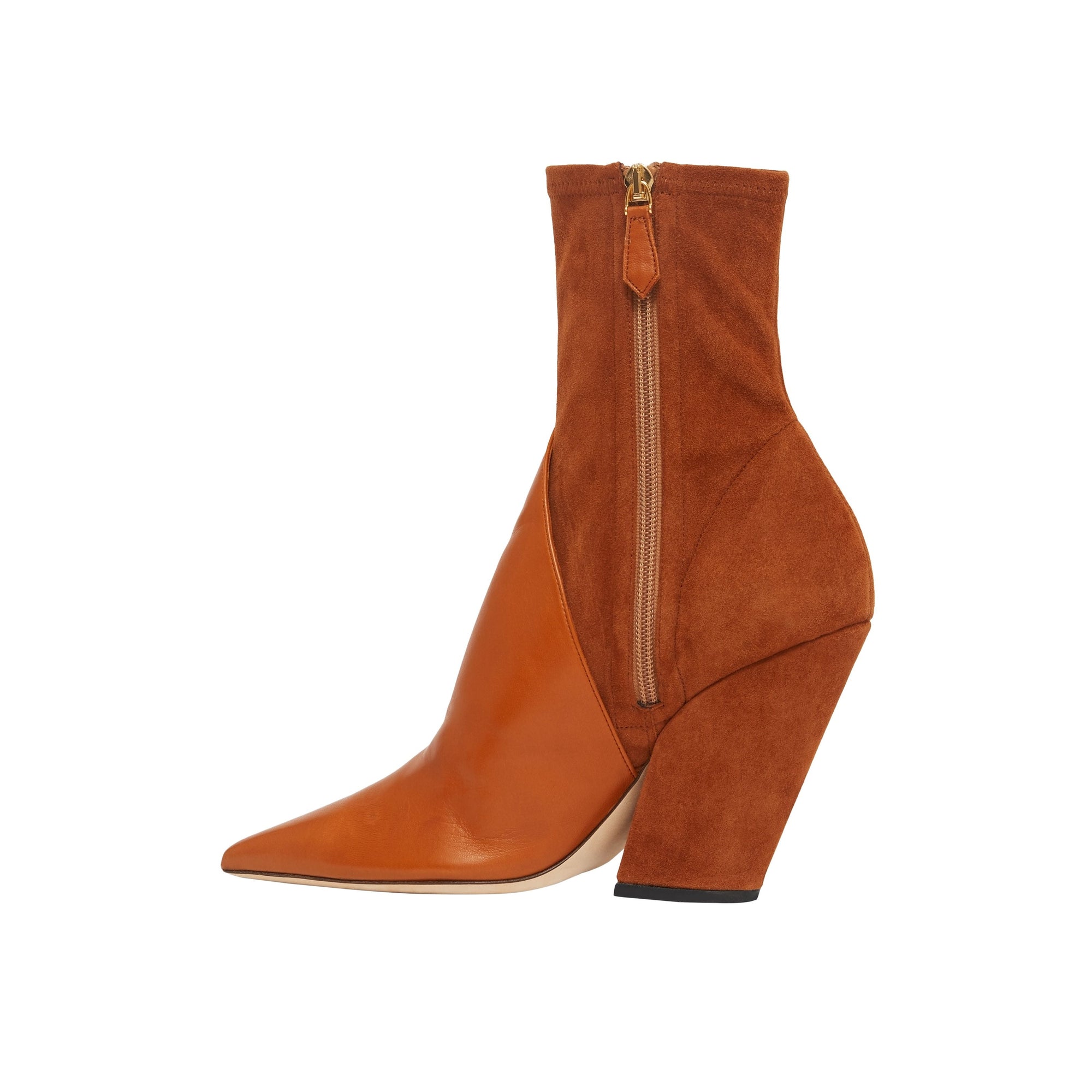 Bottines à panneaux en cuir velours et cuir d'agneau - Nutmeg