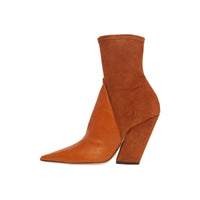 Bottines à panneaux en cuir velours et cuir d'agneau - Nutmeg