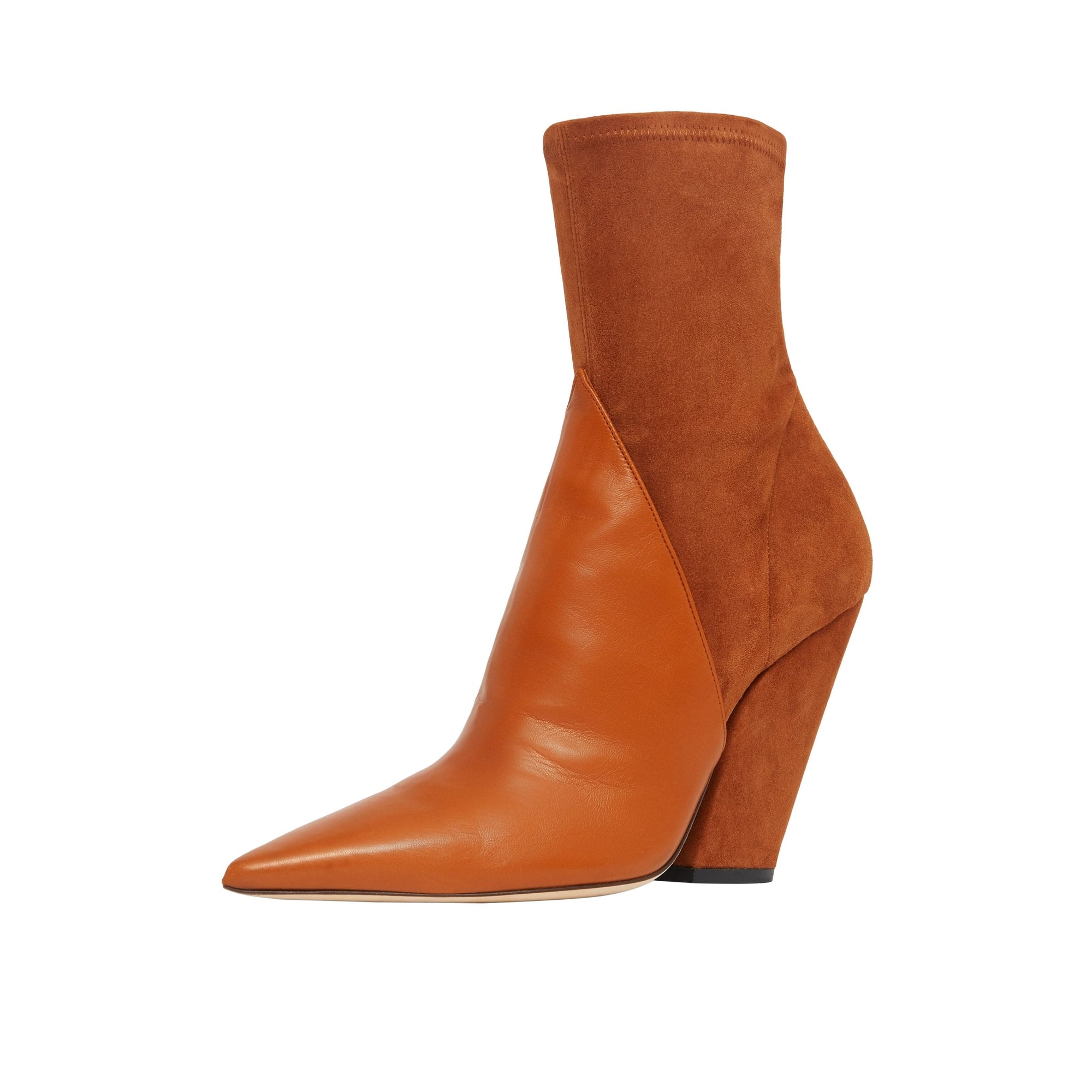 Bottines à panneaux en cuir velours et cuir d'agneau - Nutmeg