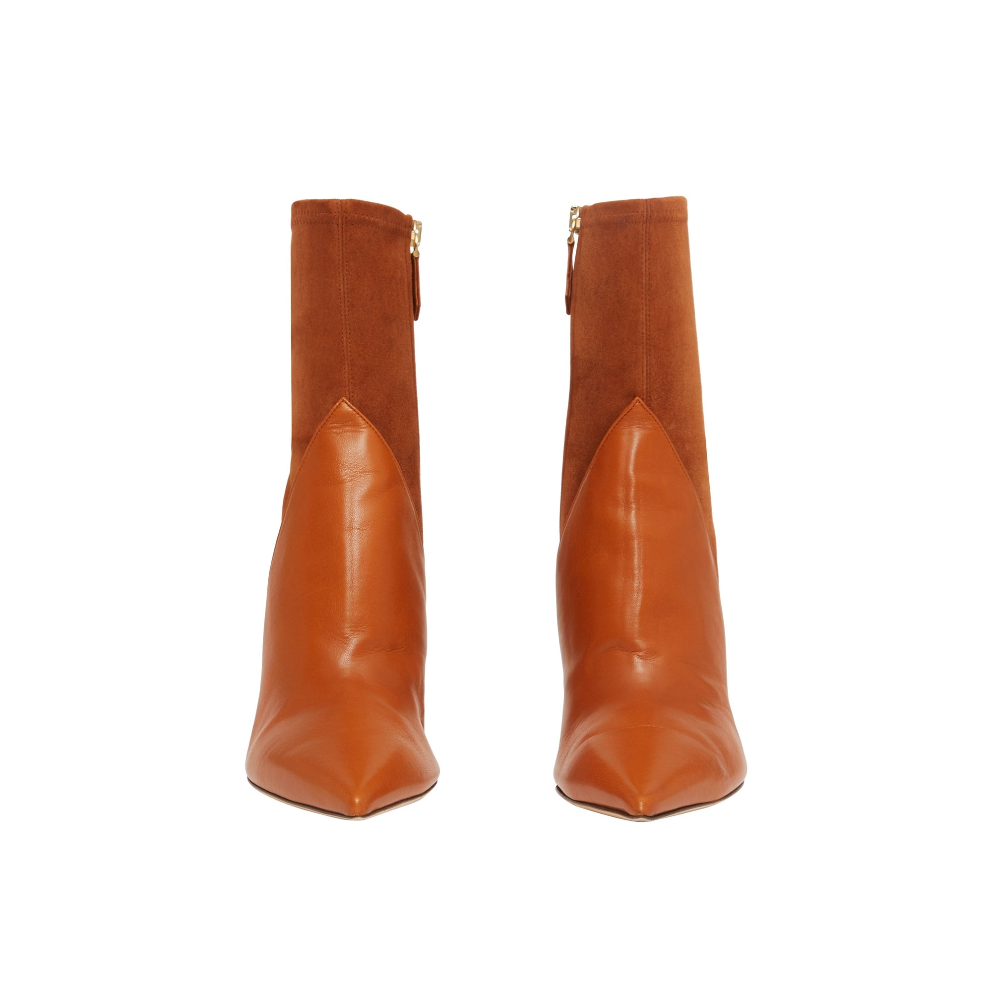 Bottines à panneaux en cuir velours et cuir d'agneau - Nutmeg