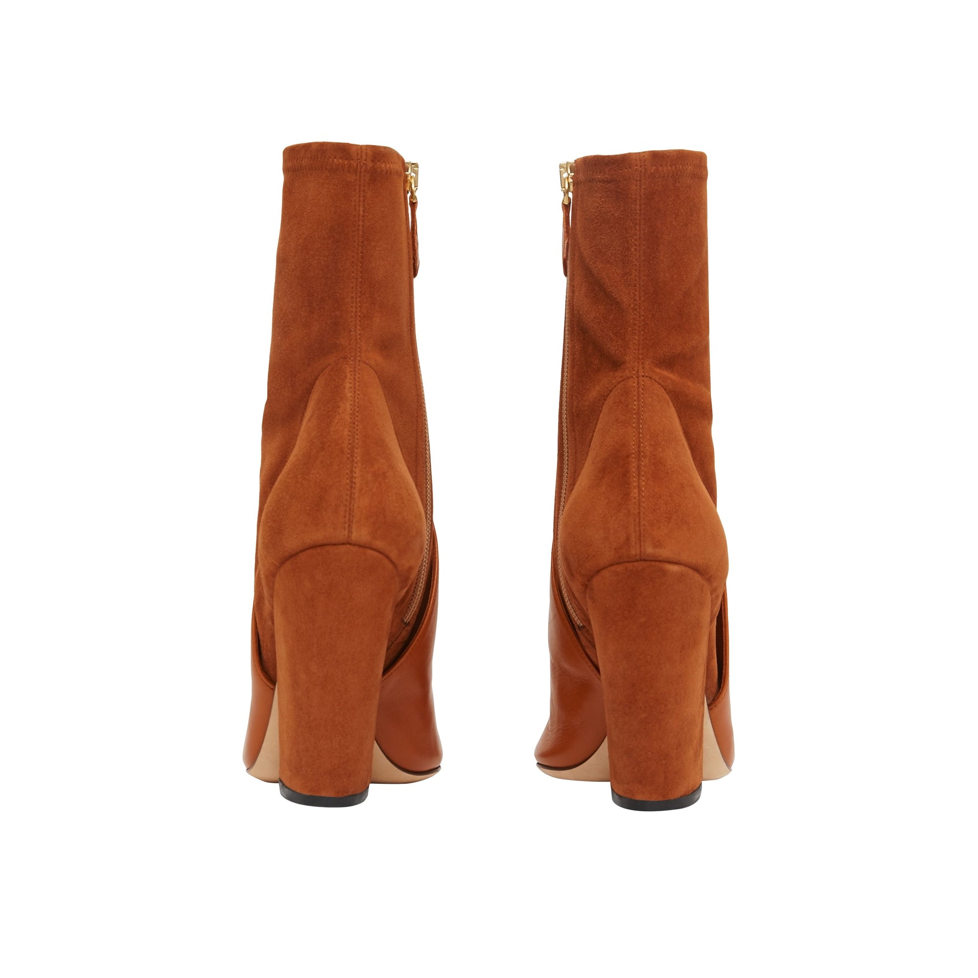 Bottines à panneaux en cuir velours et cuir d'agneau - Nutmeg