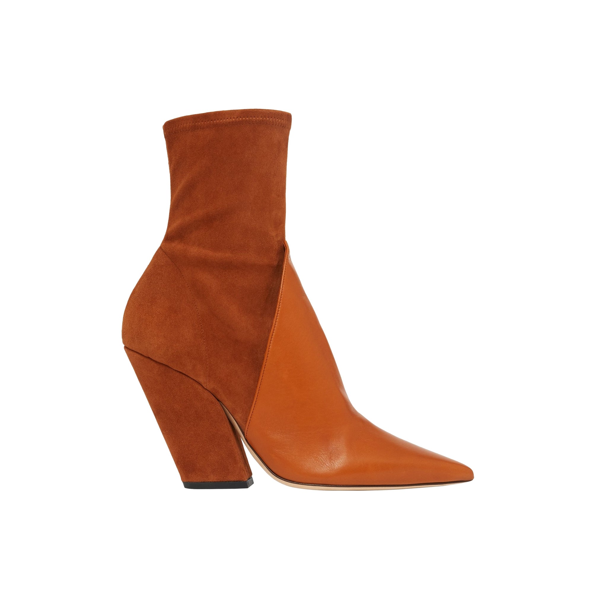 Bottines à panneaux en cuir velours et cuir d'agneau - Nutmeg