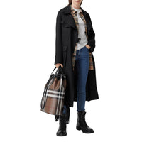 Sac à dos avec cordon de serrage en cuir check - Dark Birch Brown