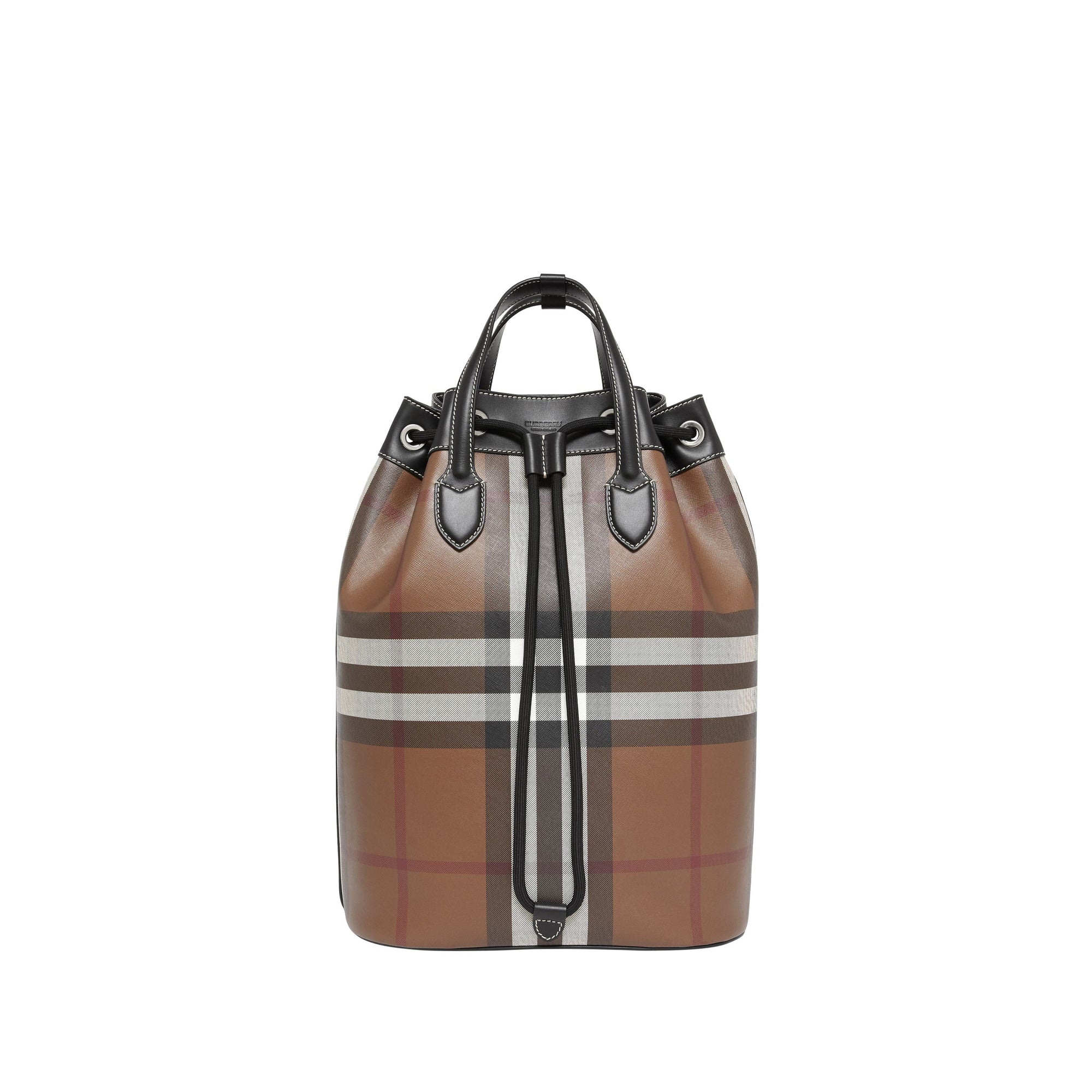 Sac à dos avec cordon de serrage en cuir check - Dark Birch Brown