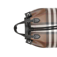 Sac à dos avec cordon de serrage en cuir check - Dark Birch Brown