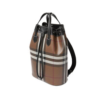 Sac à dos avec cordon de serrage en cuir check - Dark Birch Brown