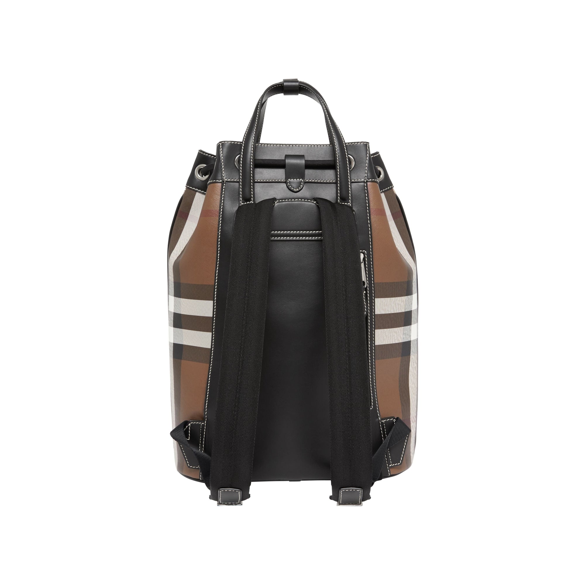 Sac à dos avec cordon de serrage en cuir check - Dark Birch Brown