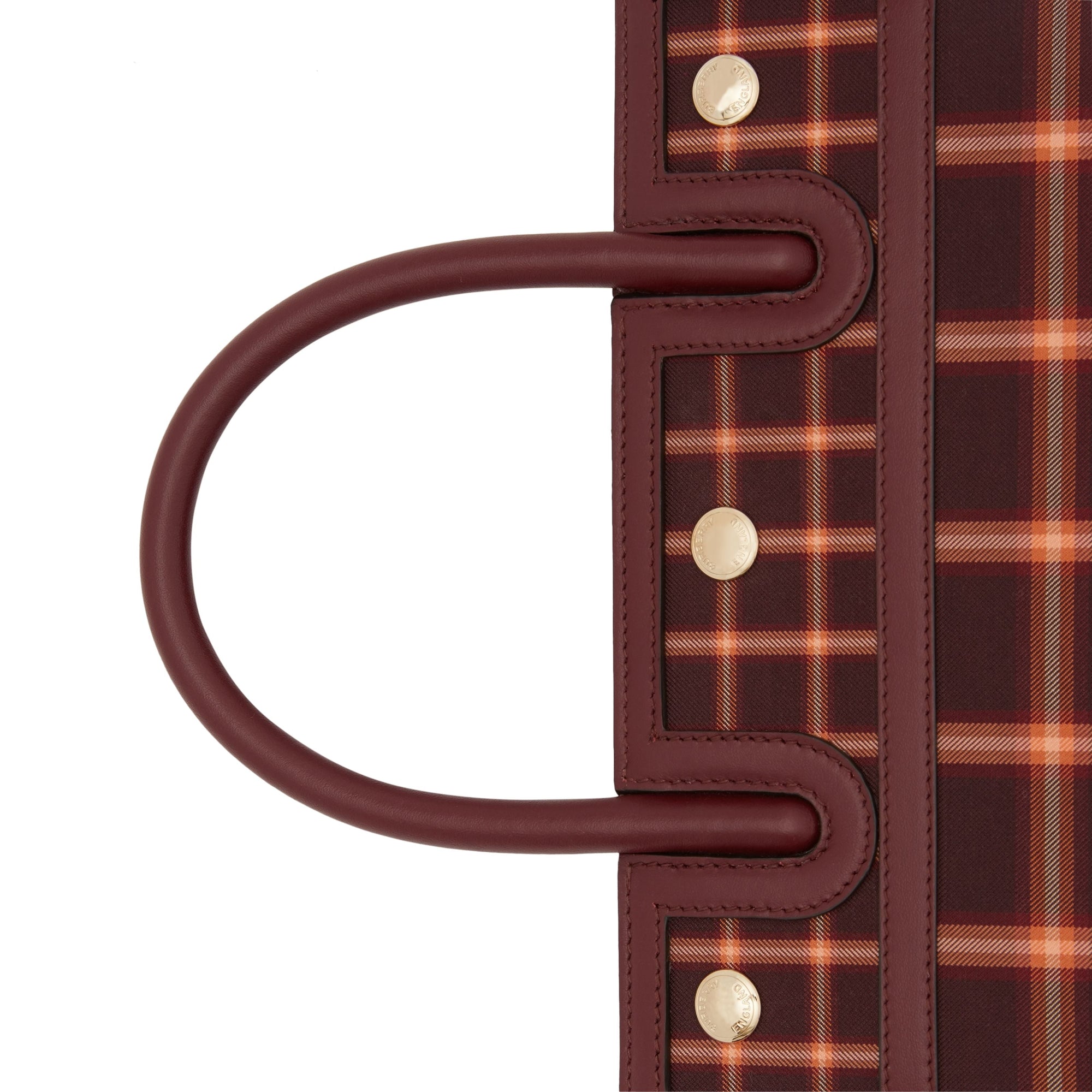 Mini sac Title en coton technique tartan à double poignée - Burgundy