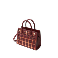 Mini sac Title en coton technique tartan à double poignée - Burgundy