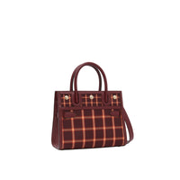 Mini sac Title en coton technique tartan à double poignée - Burgundy
