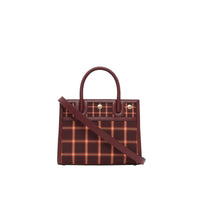 Mini sac Title en coton technique tartan à double poignée - Burgundy
