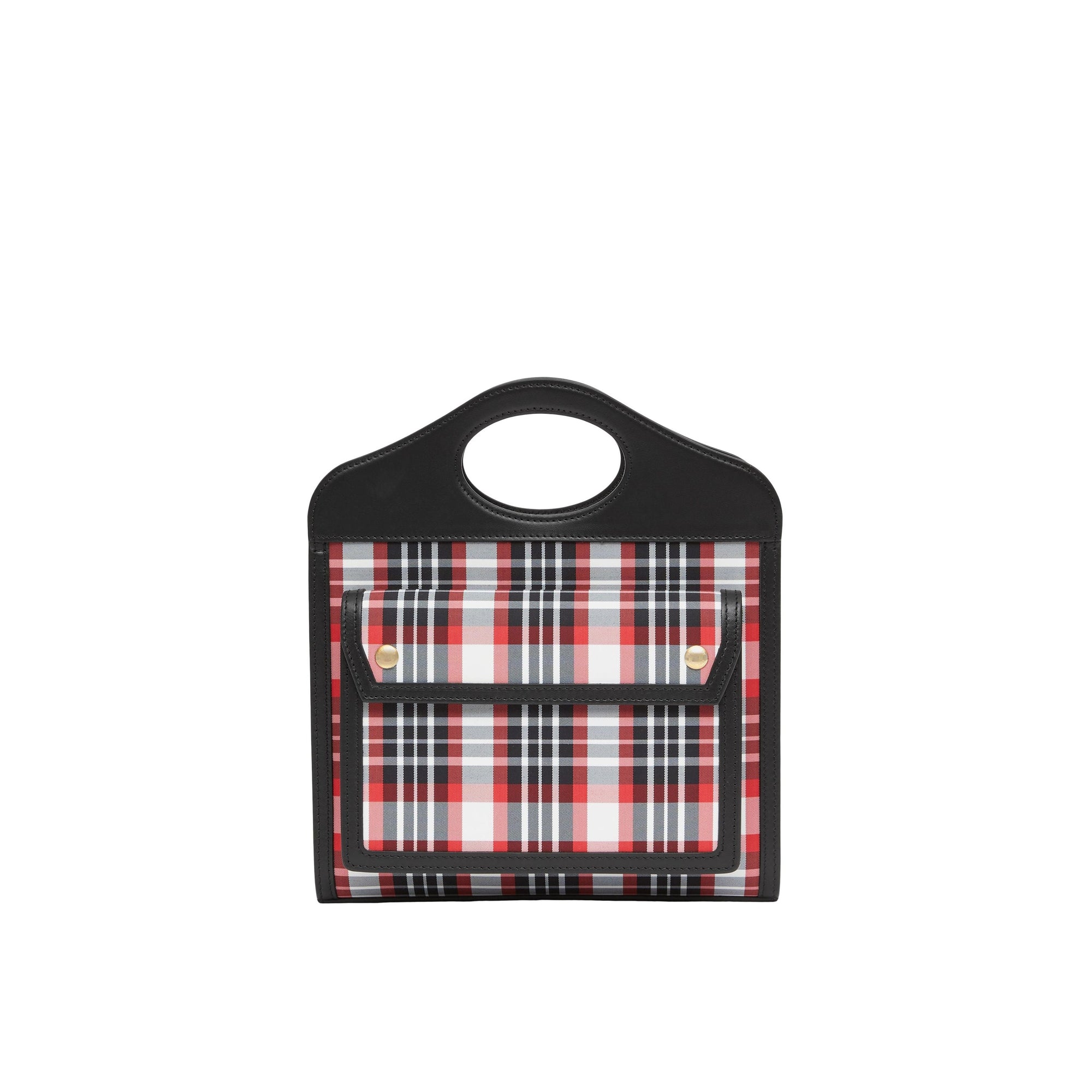 Mini sac Pocket en nylon tartan et cuir - Bright Red