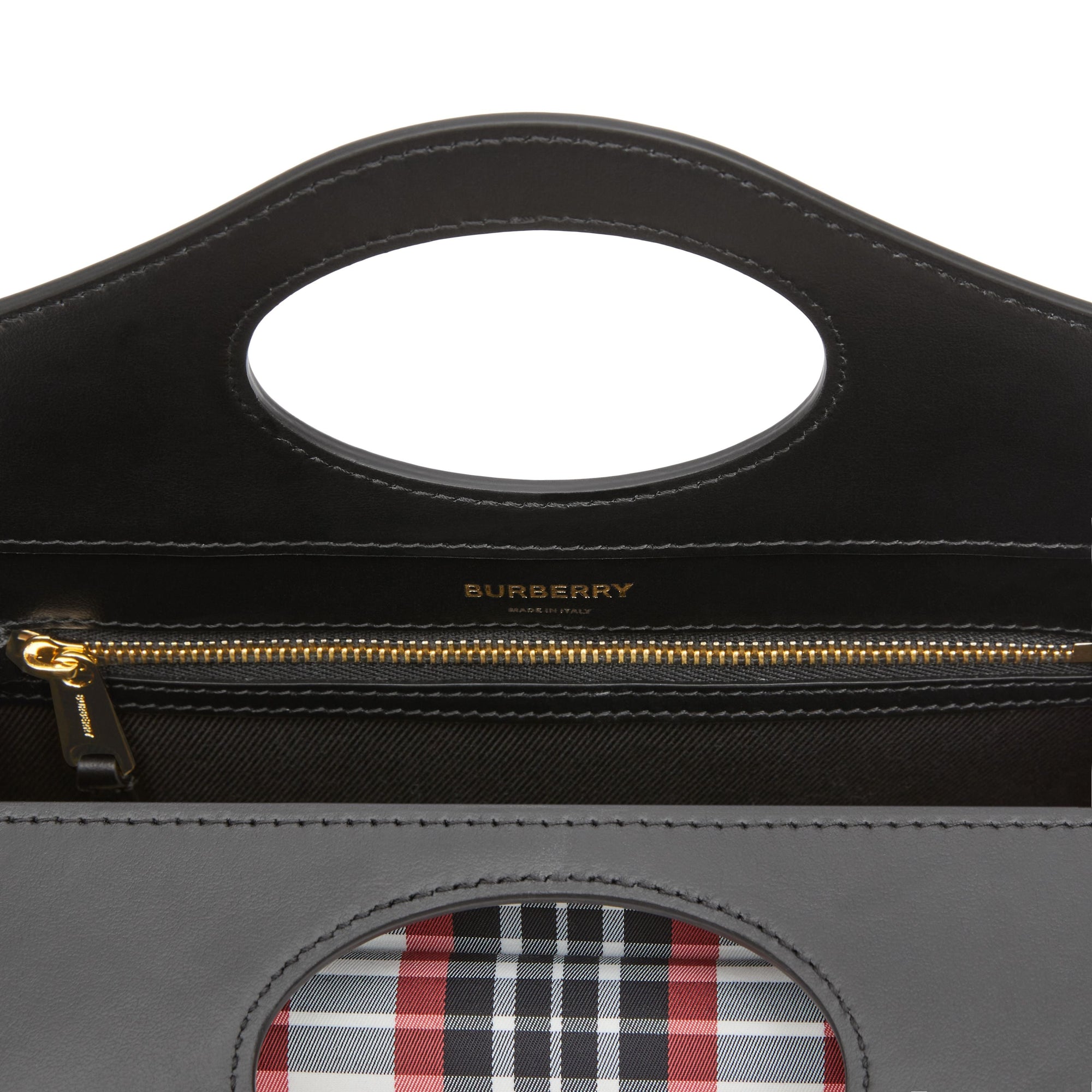 Mini sac Pocket en nylon tartan et cuir - Bright Red