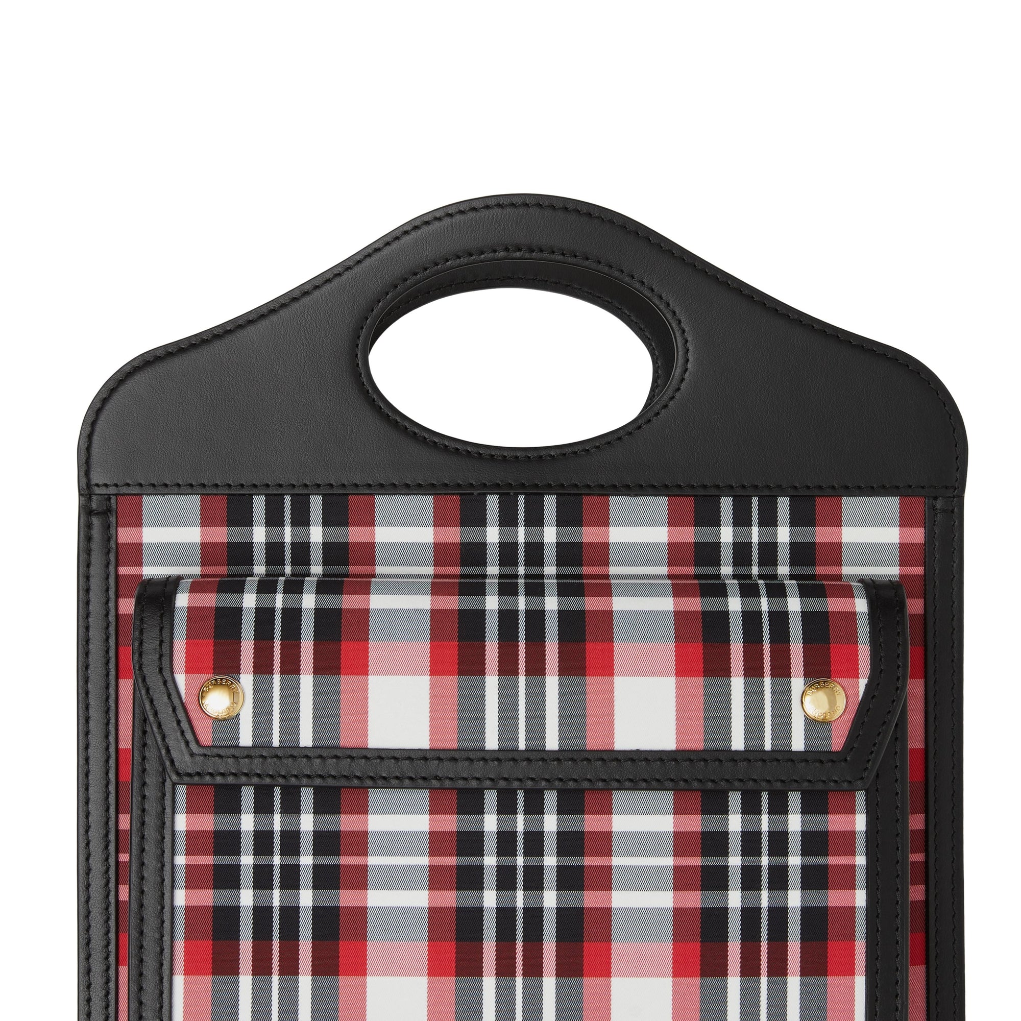 Mini sac Pocket en nylon tartan et cuir - Bright Red