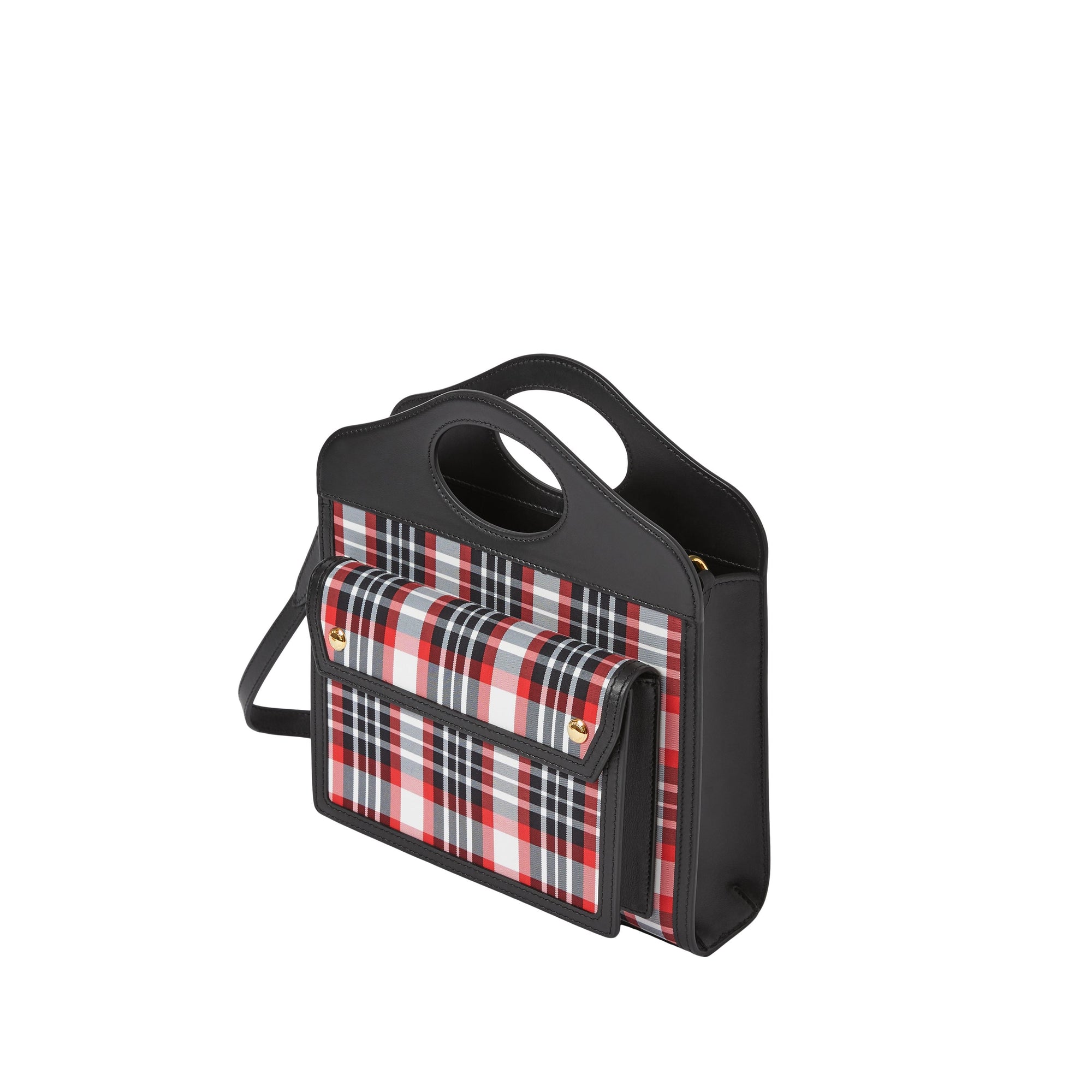 Mini sac Pocket en nylon tartan et cuir - Bright Red