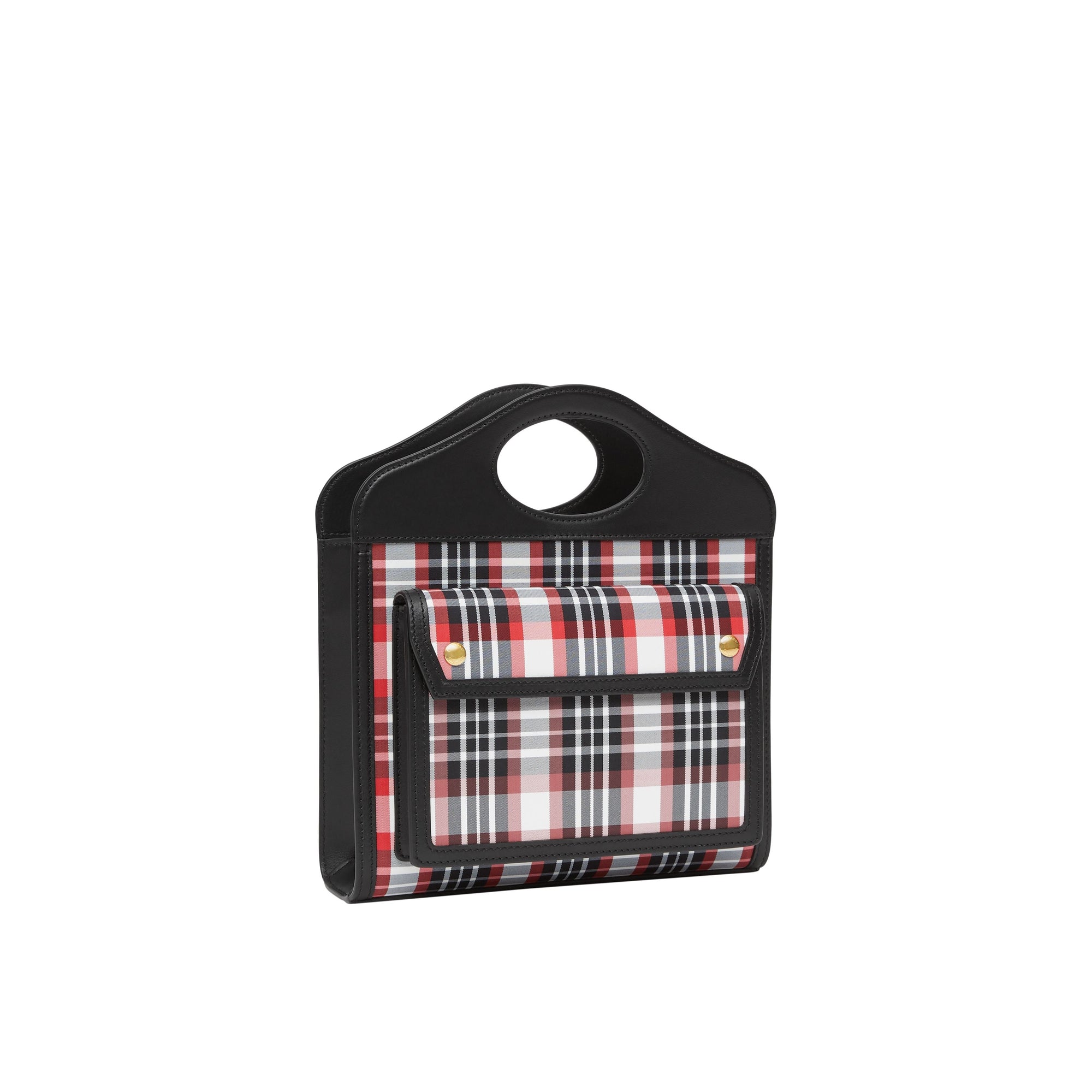 Mini sac Pocket en nylon tartan et cuir - Bright Red